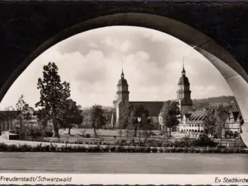 AK Freudenstadt, Evangelische Stadtkirche, gelaufen 1954