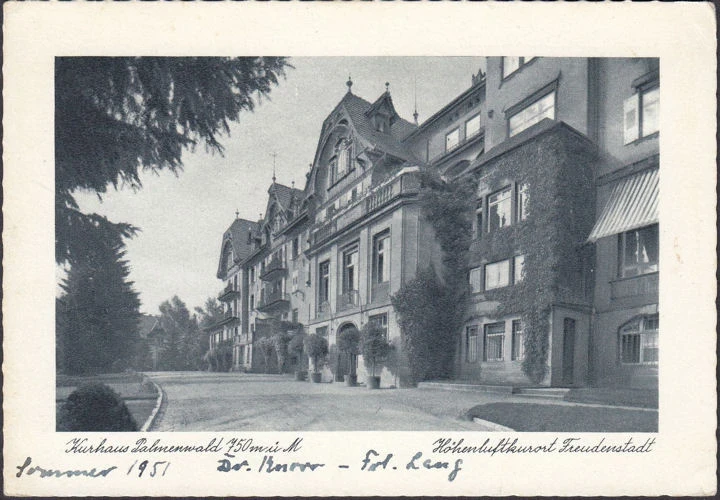AK Freudenstadt, Kurhaus Palmenwald, ungelaufen-datiert 1951