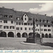 AK Freudenstadt, Marktplatz, Drogerie, Uhrenhandel, Restaurant, gelaufen 1962