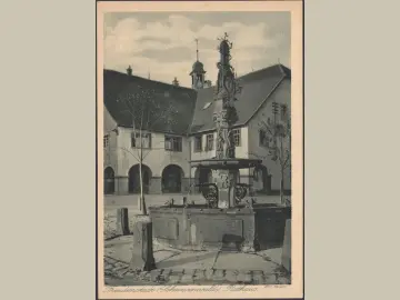 AK Freudenstadt, Rathaus und Brunnen, ungelaufen