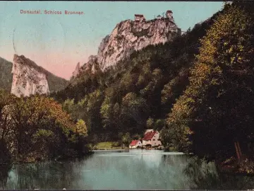 AK Fridingen, Schloss Bronnen, gelaufen 1913