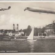 AK Friedrichshafen, Zeppelin, Wasserflugzeug, Schlosskirche, gelaufen 1932