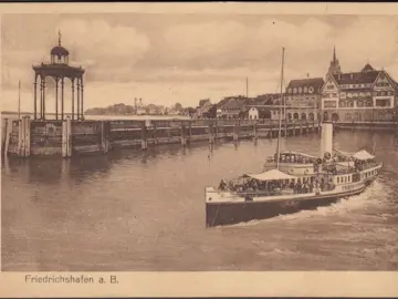 AK Friedrichshafen, Hafenmole, Dampfer, Hafen, gelaufen 1924