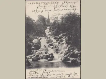 AK Berlin, Victoria Park, Wasserfall, gelaufen 1904