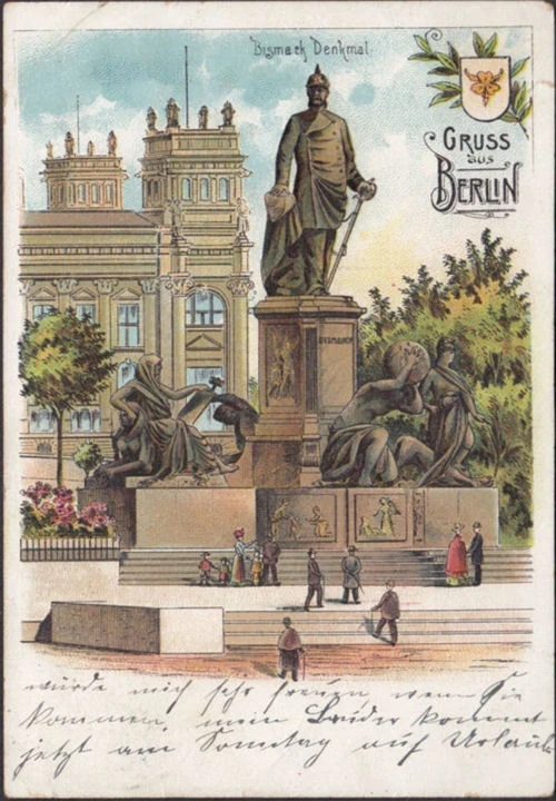 AK Gruss aus Berlin, Bismarck Denkmal, gelaufen 1907