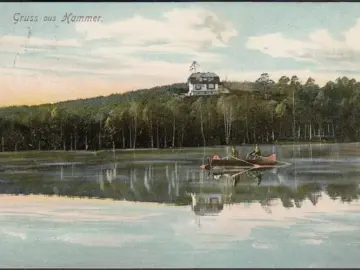 AK Gruss aus Hammer, Haus, See, Ruderboot, gelaufen 1907
