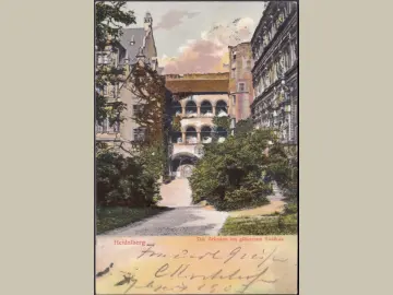 AK Heidelberg, Arkaden am gläsernen Saalbau, gelaufen 1903