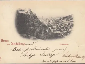 AK Heidelberg, Totalansicht, gelaufen 1897