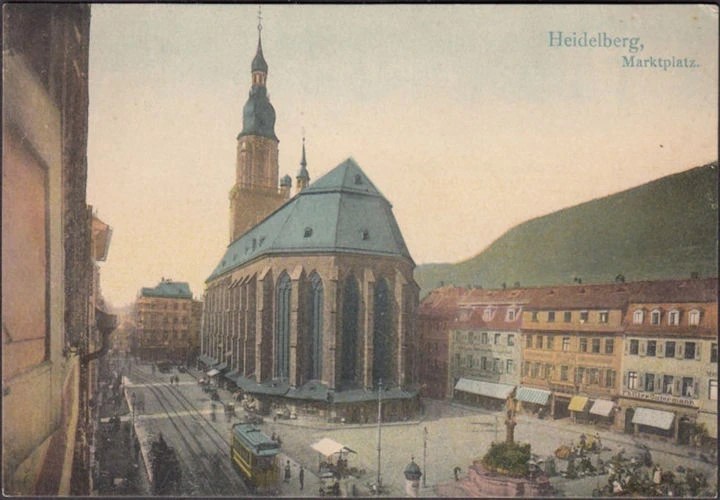 AK Heidelberg, Marktplatz, Philipp Gutermann, Kirche, ungelaufen