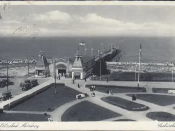 AK Misdroy, Seebrücke und Strand, gelaufen 1939