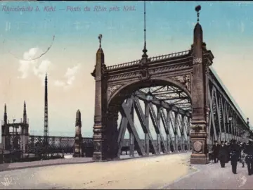 AK Kehl, Rheinbrücke, gelaufen 1912