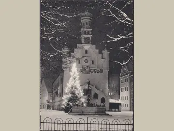 AK Kempten, Marktplatz, Brunnen, Weihnachtsbaum, gelaufen 1969