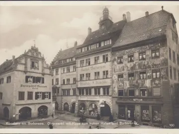 AK Konstanz, Papiergeschäft, Obermarkt, Friseur, Gasthof Barbarossa, ungelaufen