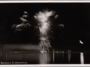 AK Konstanz, Seebeleuchtung, Feuerwerk, ungelaufen