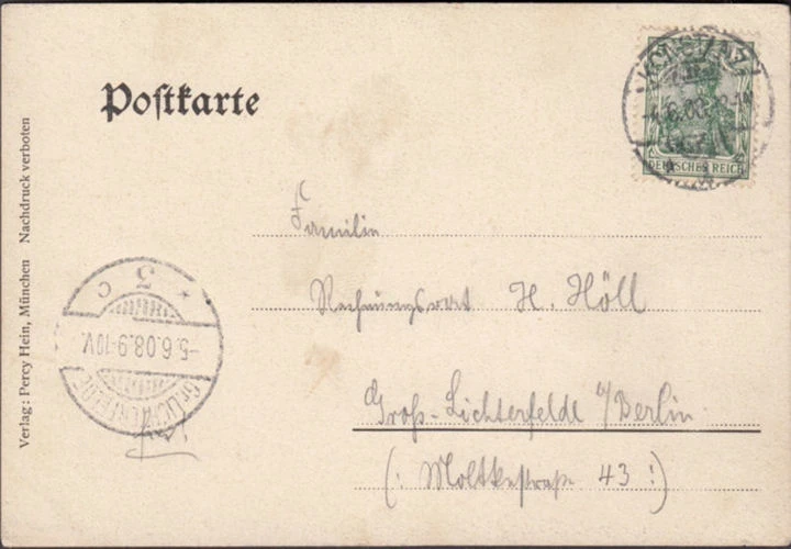 AK Konstanz, Reichspostgelände, Bahnhof, Kanzleigebäude, Hotel, gelaufen 1908