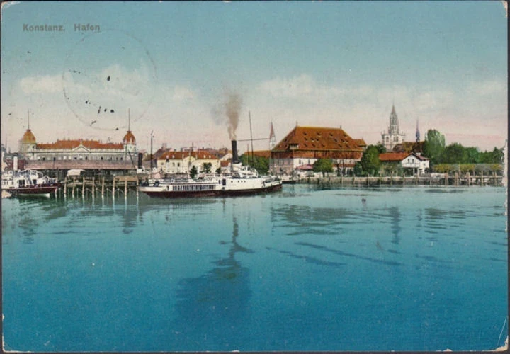 AK Konstanz, Hafen, Dampfer, Feldpost, gelaufen 1915