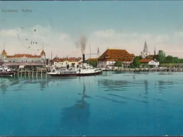 AK Konstanz, Hafen, Dampfer, Feldpost, gelaufen 1915