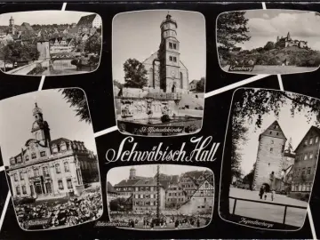 AK Schwäbisch Hall, Rathaus, Salzsiedertanz, Jugendherberge, ungelaufen