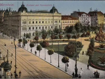AK Mannheim, Postamt und Paradeplatz, ungelaufen