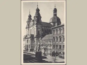AK Mannheim, Jesuitenkirche, gelaufen 1951