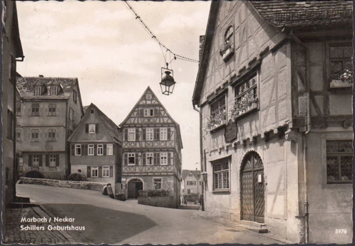 AK Marbach, Schiller Geburtshaus, gelaufen 1957