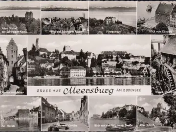 AK Meersburg, Hafen, Stadtmühle, Obertor, Altes Schloss, ungelaufen