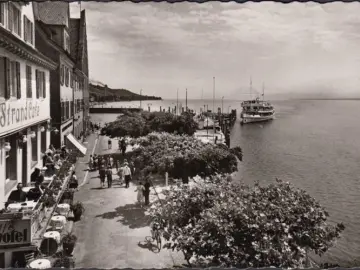 AK Meersburg, Am Strand, Strand Cafe, Dampfer, gelaufen 1955