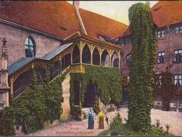 AK Nürnberg, Burg, Schlosshof mit Linde, gelaufen 1910