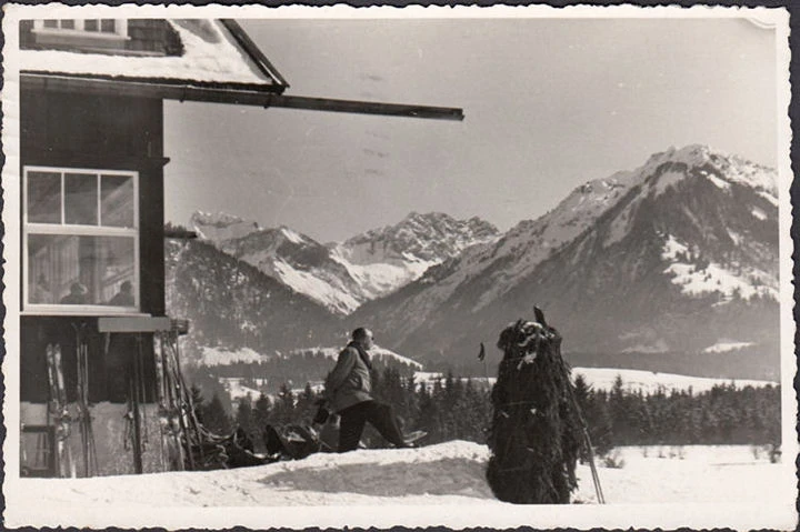 AK Oberstdorf, Cafe und Skihütte Karatsbichl, gelaufen 1954