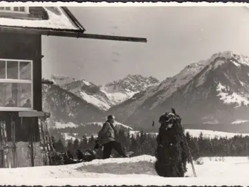 AK Oberstdorf, Cafe und Skihütte Karatsbichl, gelaufen 1954