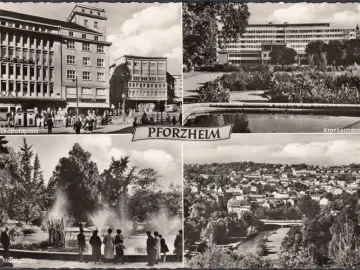AK Pforzheim, Krankenhaus, Leopoldplatz, Stadtgarten, ungelaufen