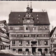 AK Tübingen, Rathaus, Verkehrsamt, Autohandel, Glas und Porzellan, ungelaufen