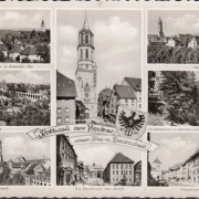AK Rottweil, Hauptraße, Rathaus, Stadtgarten, gelaufen 1954