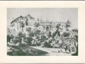 AK Lindach, Schloss Lindach um 1862, gelaufen 1969