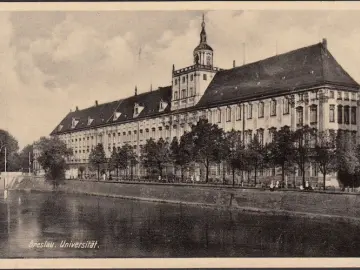 AK Breslau, Universität, gelaufen 1942