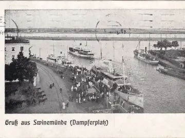 AK Gruss aus Swinemünde, Dampferplatz, Dampfer, gelaufen 1923