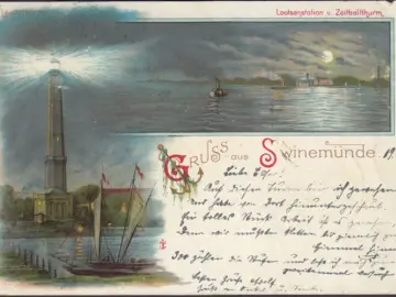 AK Gruss aus Swinemünde, Lotsenstation, Leuchtturm, gelaufen 1898