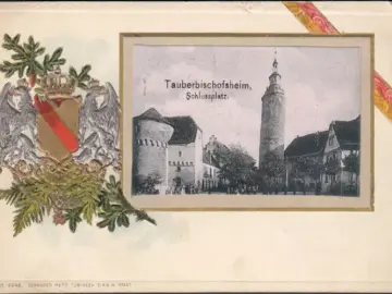 AK Tauberbischofsheim, Schlossplatz, Wappen, Präge AK, gelaufen 1902