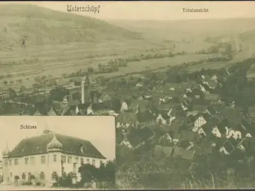 AK Unterschüpf, Schloss, Stadtansicht, gelaufen 1910