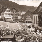 AK Bad Teichnach, Blick vom Hotel Teichnach, Kaffee Rossteuscher, gelaufen 1963