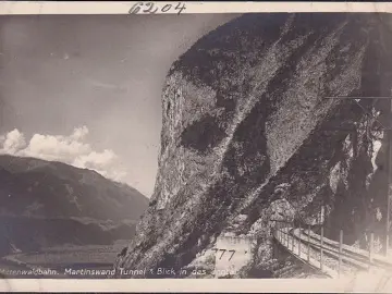 AK Zirl, Mittenwaldbahn, Martinswand Tunnel, Blick in das Inntal, ungelaufen