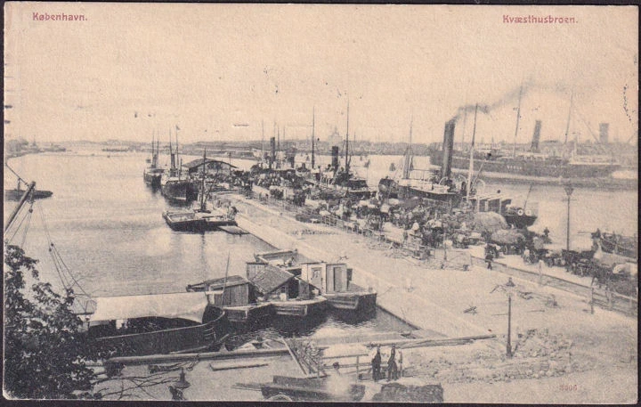 Dänemark, Denmark, Kopenhagen, Kobenhavn, Kvaesthusbrücke, Schiffe, Hafen, Julen 1906, gelaufen 1906
