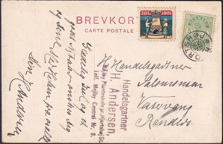 Dänemark, Denmark, Aarhus, Strand bei Ornereden, Julen 1905, gelaufen
